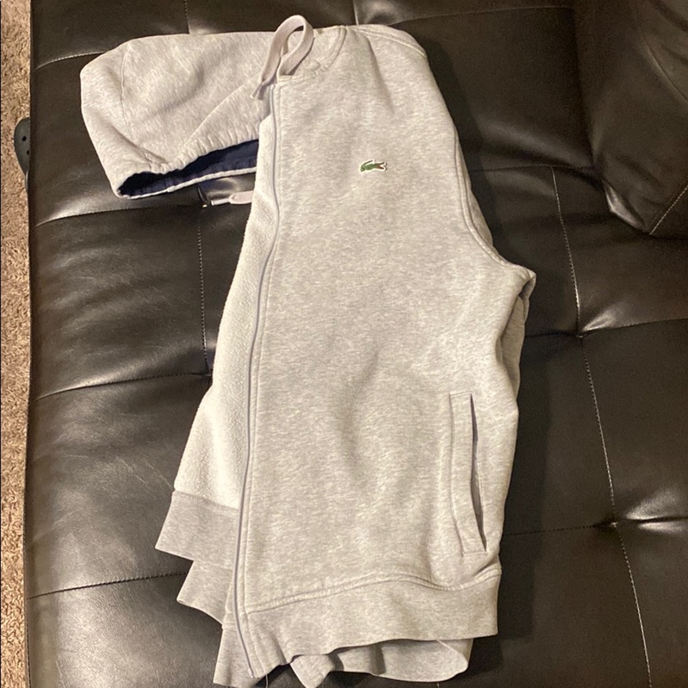 Grey Lacoste Zip Up Jacket